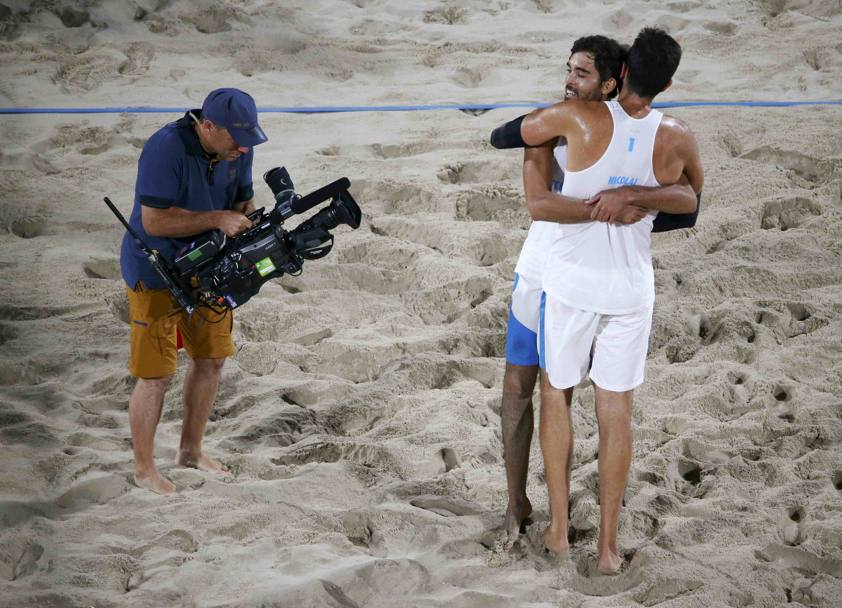 Storici, davvero storici Daniele Lupo e Paolo Nicolai, prima coppia azzurra a raggiungere la finale olimpica di beach volley. Reuters